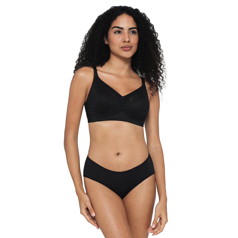 Curvy Confidence Non-Padded Non-Wired Full Cup Plus Size Minimizer Bra - Black