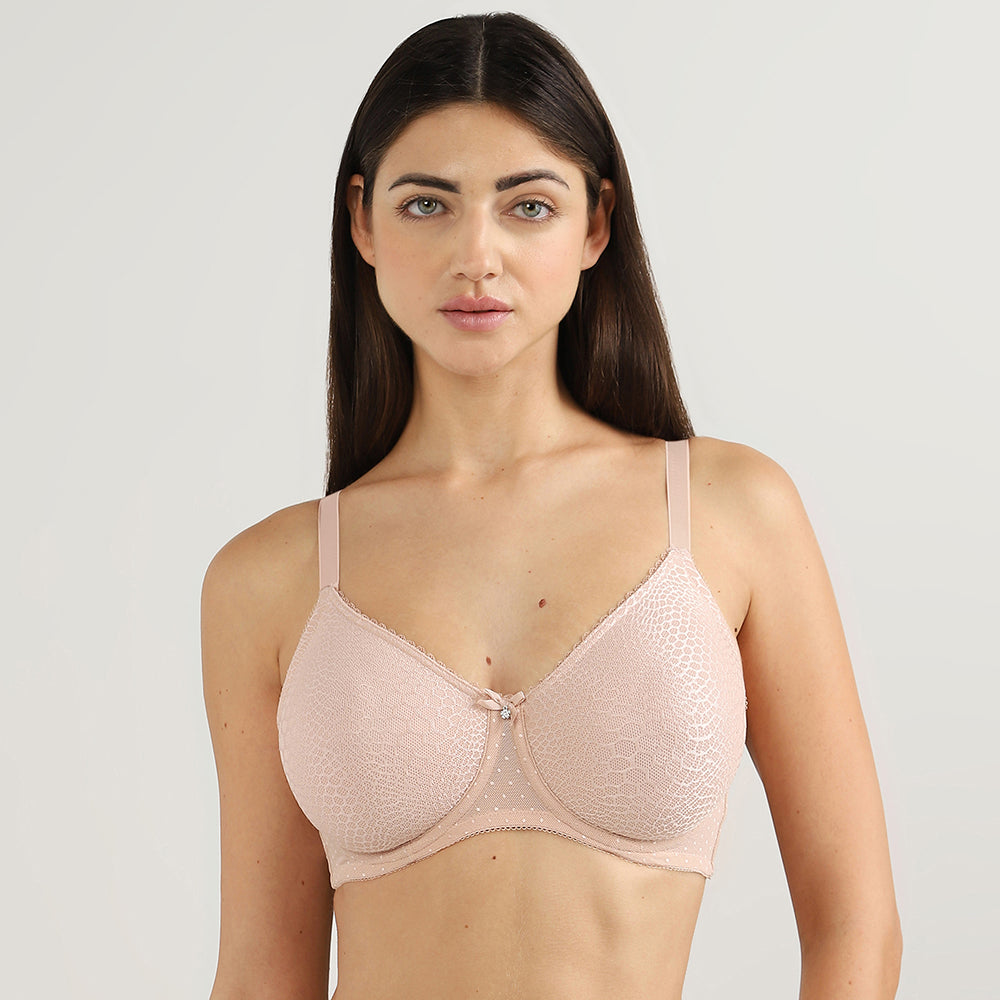 Wacoal Women’s Rainna Non-padded Wired Full Cup Everyday Wear Seamless Lace Plus Size Bra-Beige