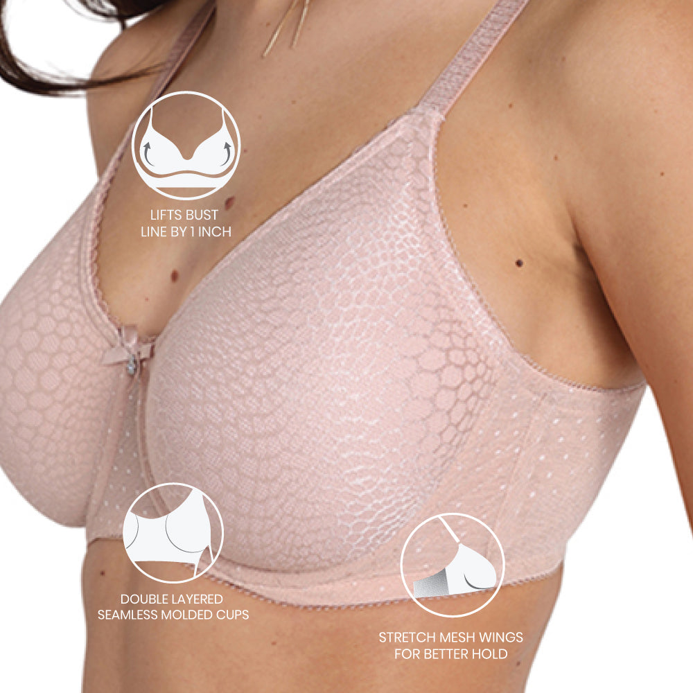 Wacoal Women’s Rainna Non-padded Wired Full Cup Everyday Wear Seamless Lace Plus Size Bra-Beige