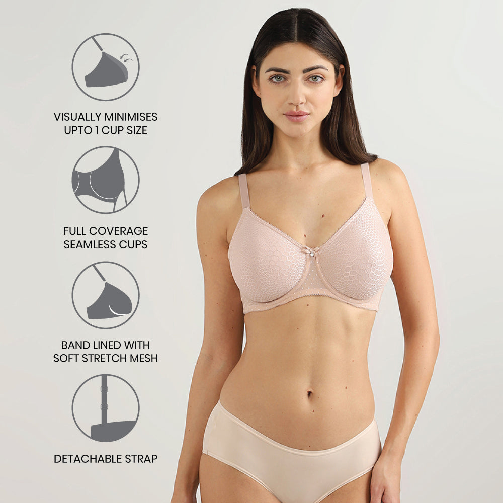 Wacoal Women’s Rainna Non-padded Wired Full Cup Everyday Wear Seamless Lace Plus Size Bra-Beige