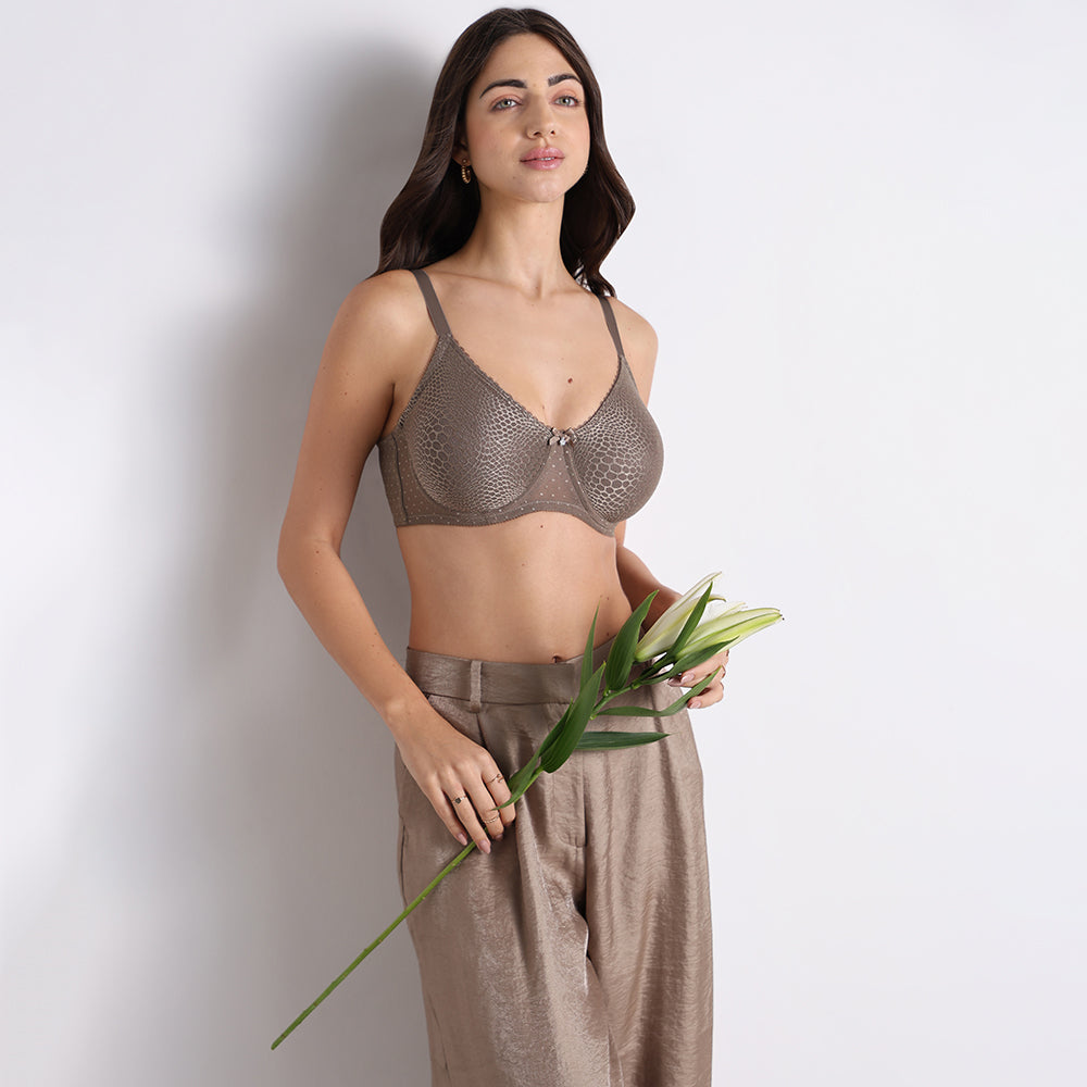 Wacoal Women’s Rainna Non-padded Wired Full Cup Everyday Wear Seamless Lace Plus Size Bra-Green