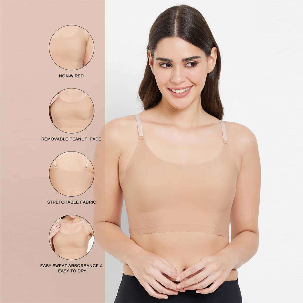 Gococi Padded Non-wired Full Cup Everyday Wear Full coverage T-Shirt Bra - Beige