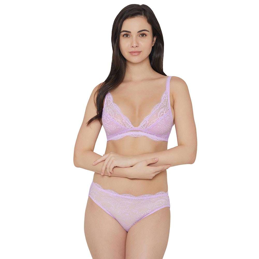 Essential Lace Non Padded Non Wired 3/4th cup Bridal Wear Lace Bralette - Lavender