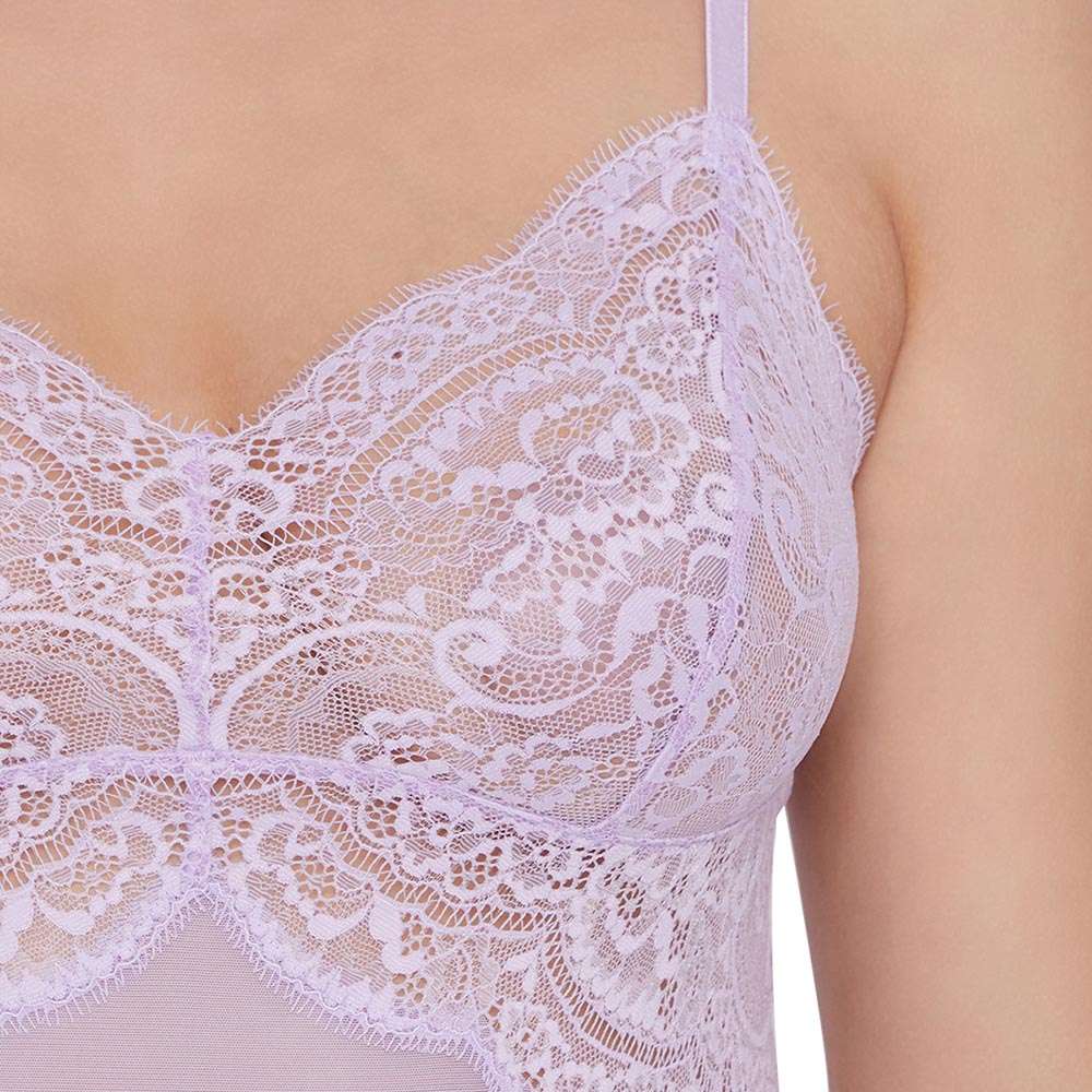 Essential Lace Non Padded Non Wired Bridal Wear Lace Babydoll Chemise - Lavender
