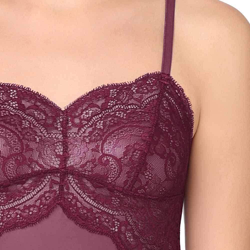 Essential Lace Non Padded Non Wired Bridal Wear Lace Babydoll Chemise - Purple