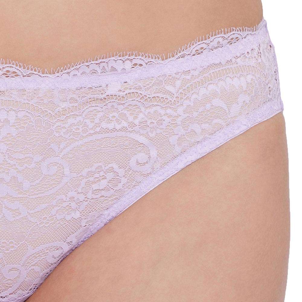 Essential Lace Low Waist Low Coverage Bridal Wear Lace Bikini Panty - Lavender