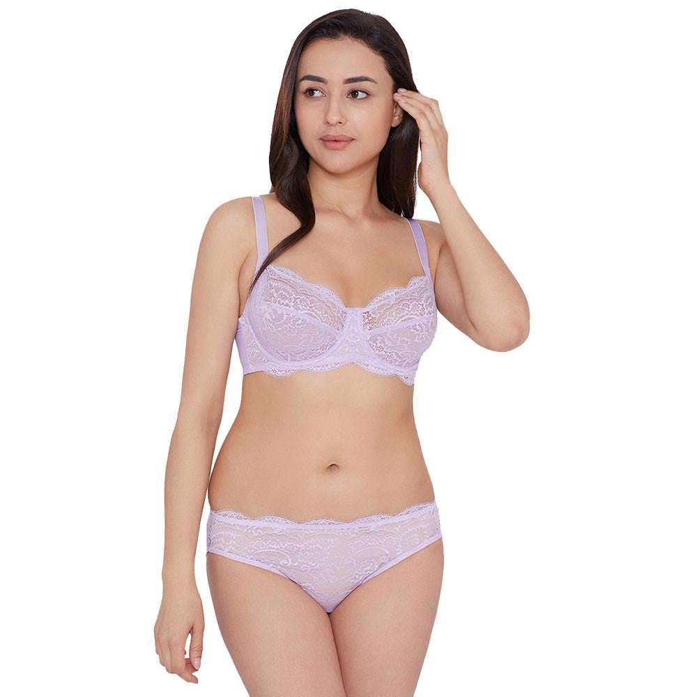 Essential Lace Low Waist Low Coverage Bridal Wear Lace Bikini Panty - Lavender