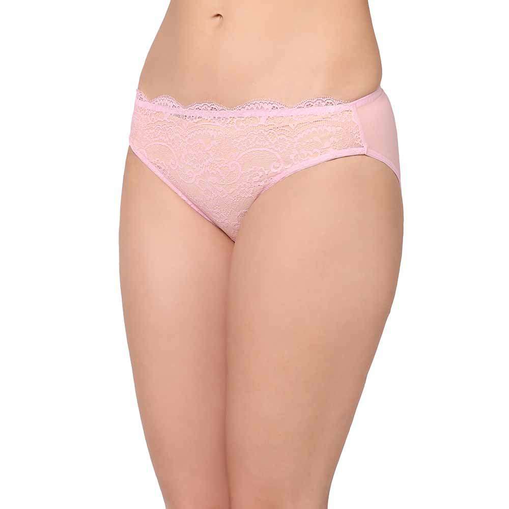 Essential Lace Low Waist Low Coverage Bridal Wear Lace Bikini Panty - Light Pink