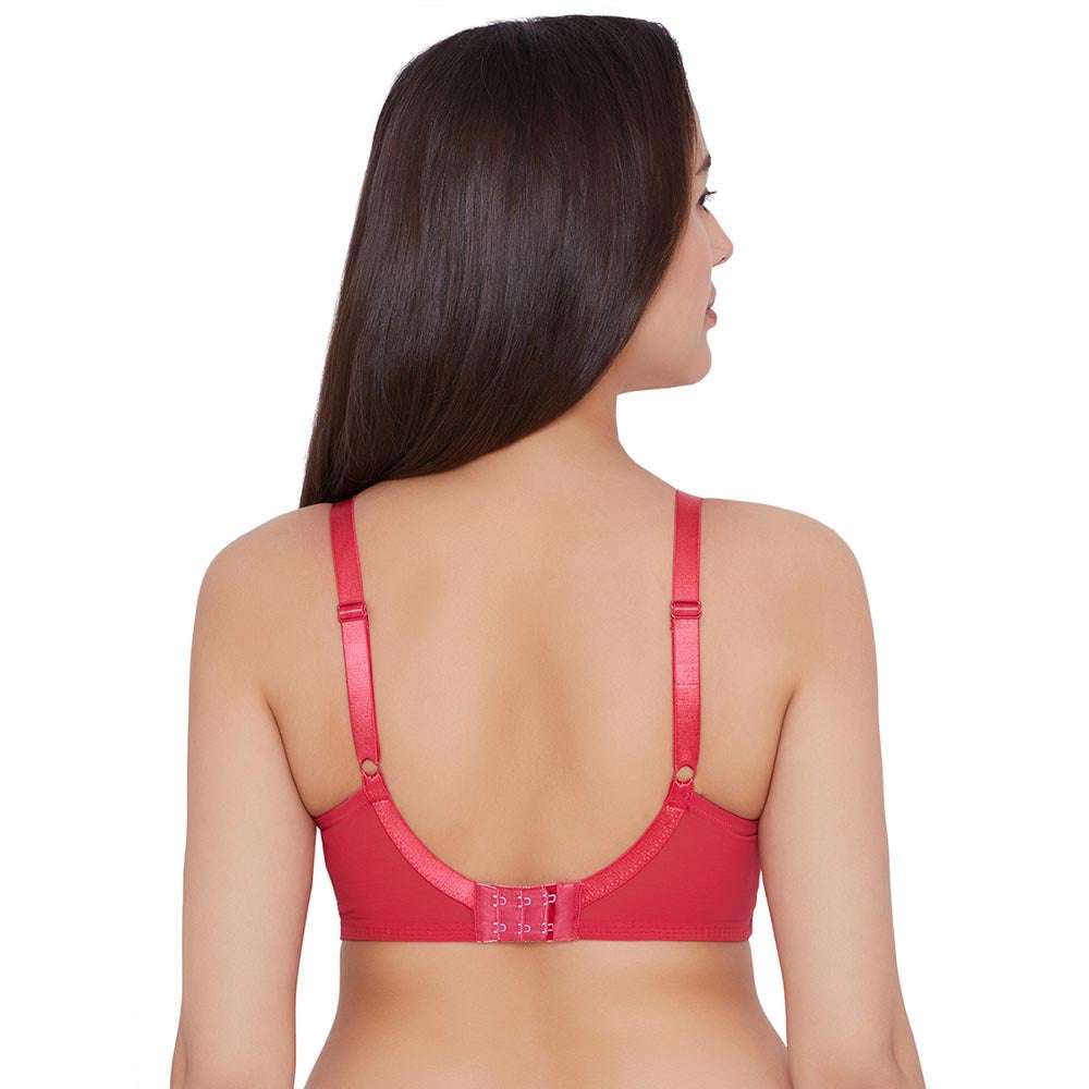 Essential Lace Non Padded Wired Full Cup Bridal Wear Lace Bra Full Support Bra - Red