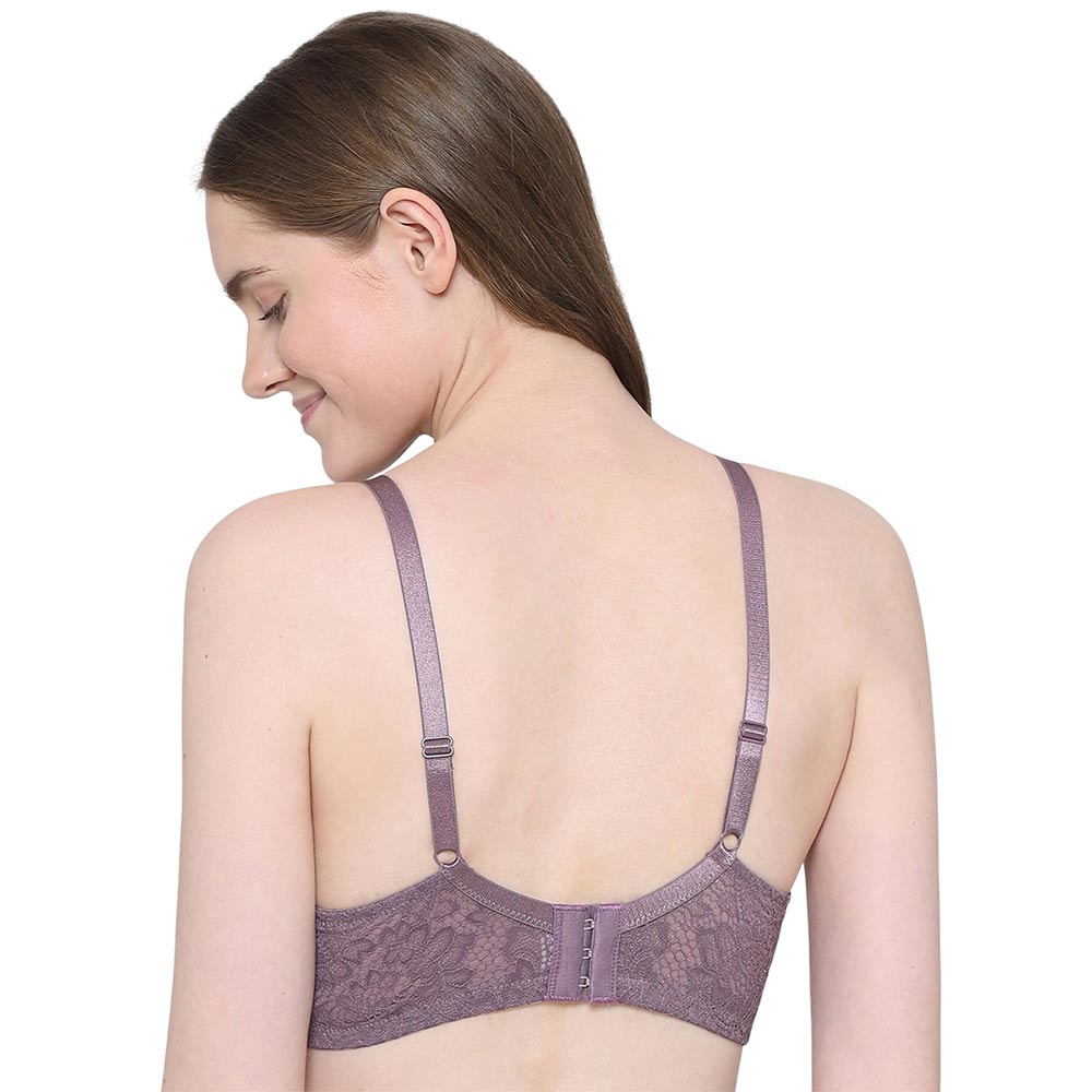 Emma Lace Padded Non-wired 3/4th Cup Bridal Wear Medium coverage Lace Bra - Purple