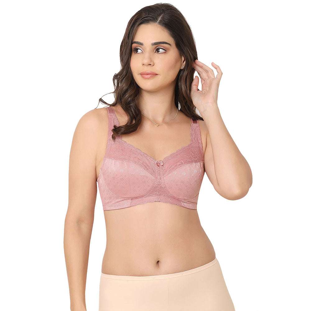 Classic Non Padded Non Wired Full Coverage Plus Size Everyday Comfort Bra - Pink