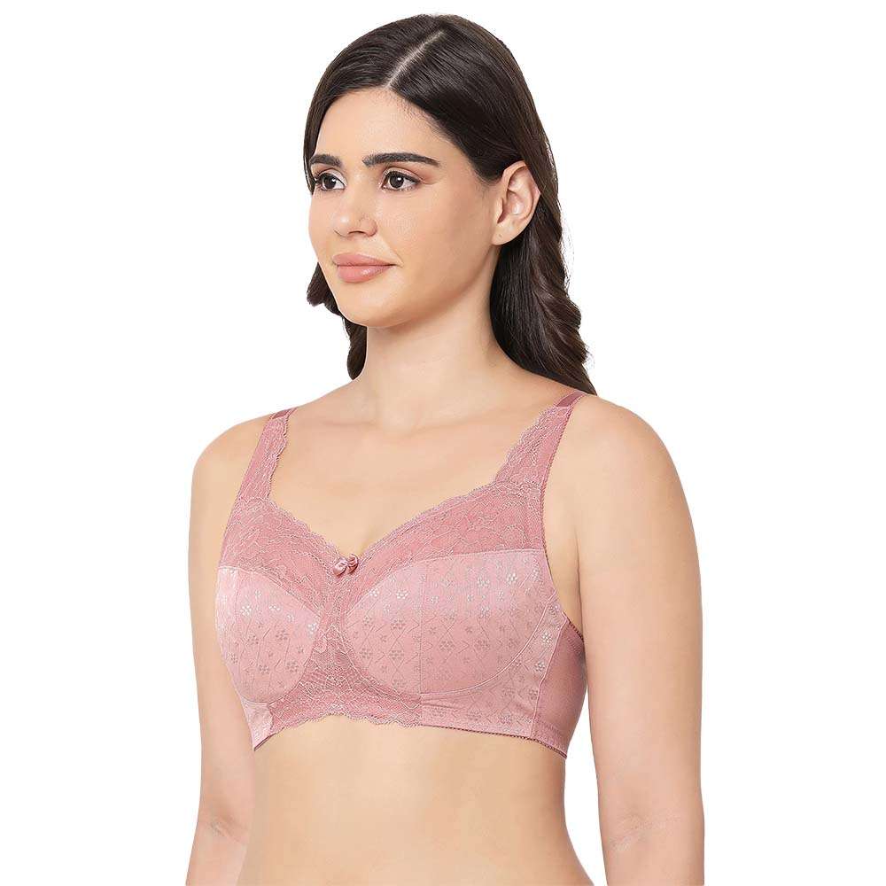 Classic Non Padded Non Wired Full Coverage Plus Size Everyday Comfort Bra - Pink