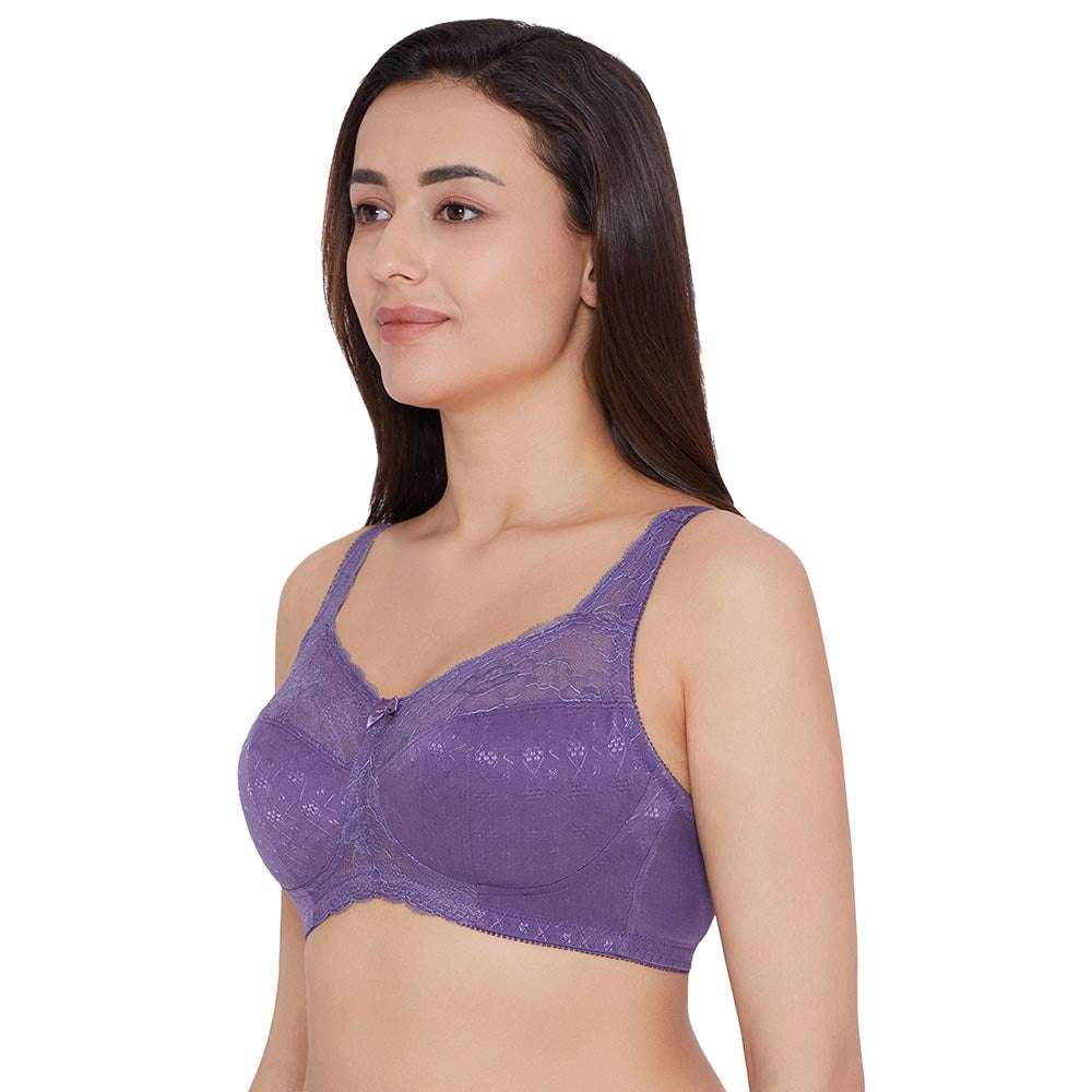 Classic Non Padded Non Wired Full Coverage Plus Size Everyday Comfort Bra - Purple