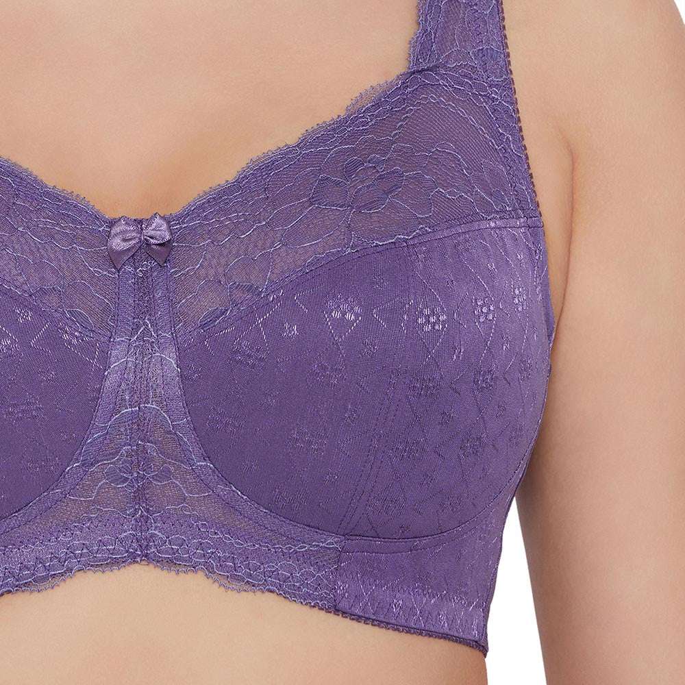 Classic Non Padded Non Wired Full Coverage Plus Size Everyday Comfort Bra - Purple