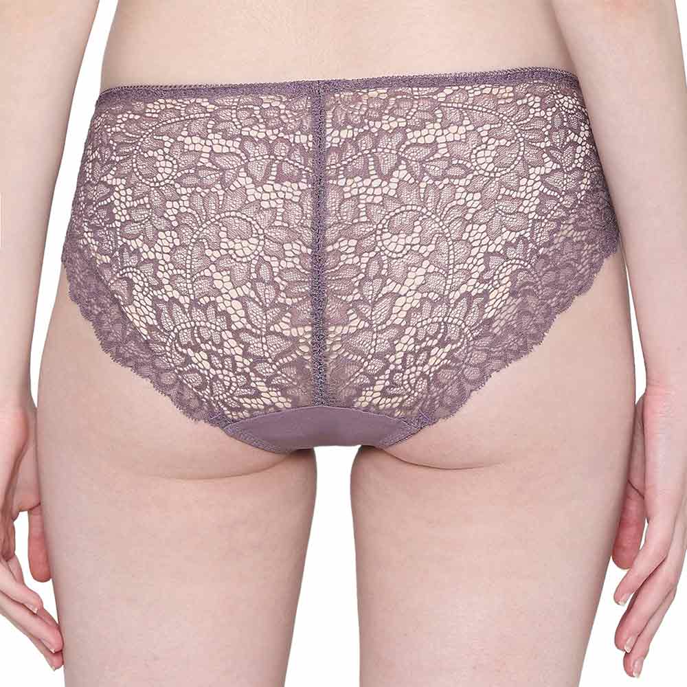 Emma Lace Low Waist Medium Coverage Bridal Wear Lace Bikini Panty - Purple
