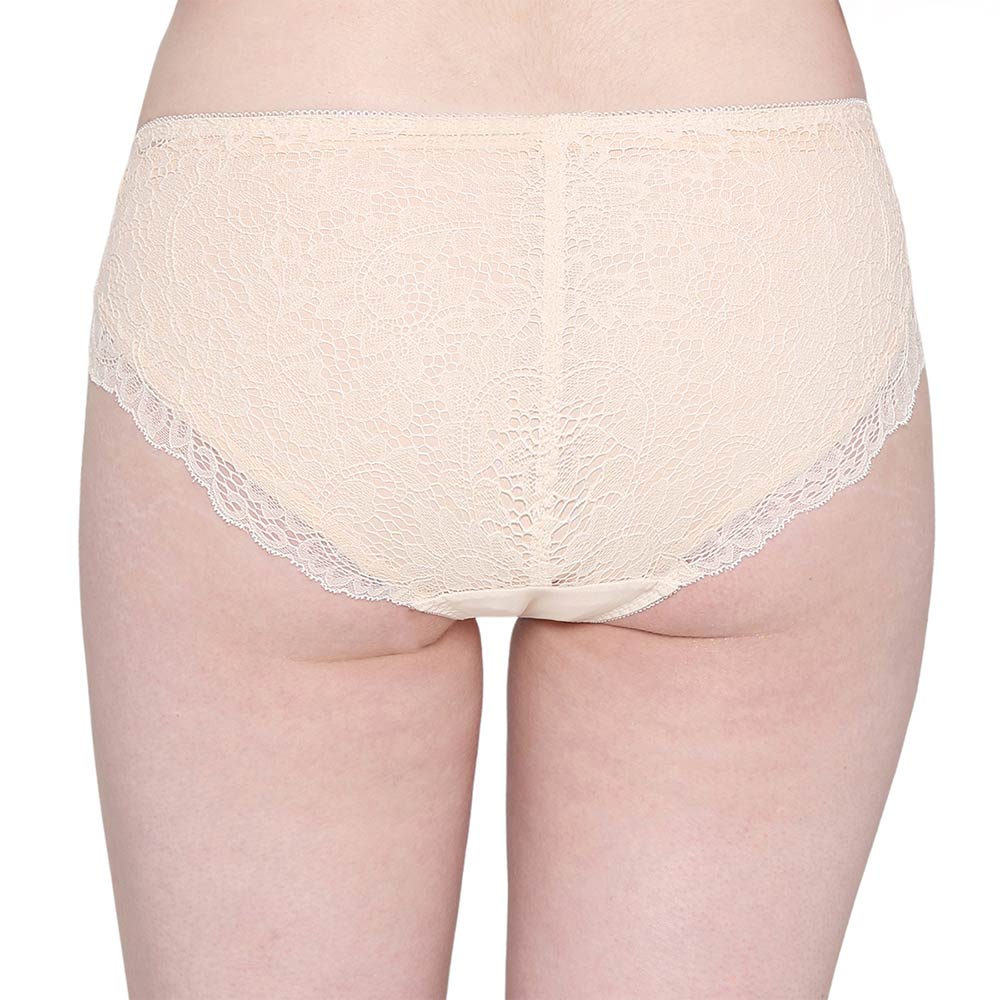 Emma Lace Low Waist Medium Coverage Bridal Wear Lace Bikini Panty - Beige
