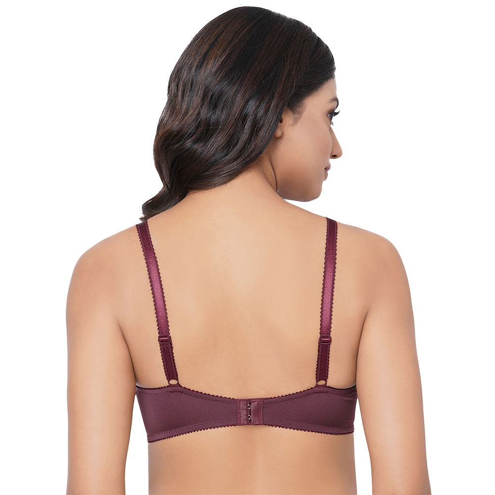 Buy Mystique Padded Non-wired 3/4th Cup Bridal Wear Medium coverage Lace  Push Up Bra - Purple Online