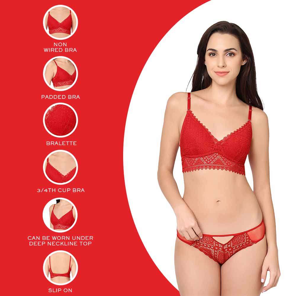 インナー・ルームウェアその他 GIAMBATTISTA VALLI Knit bra Red Buy Gaia Collection Padded Non-Wired 3/4th Coverage Lacy