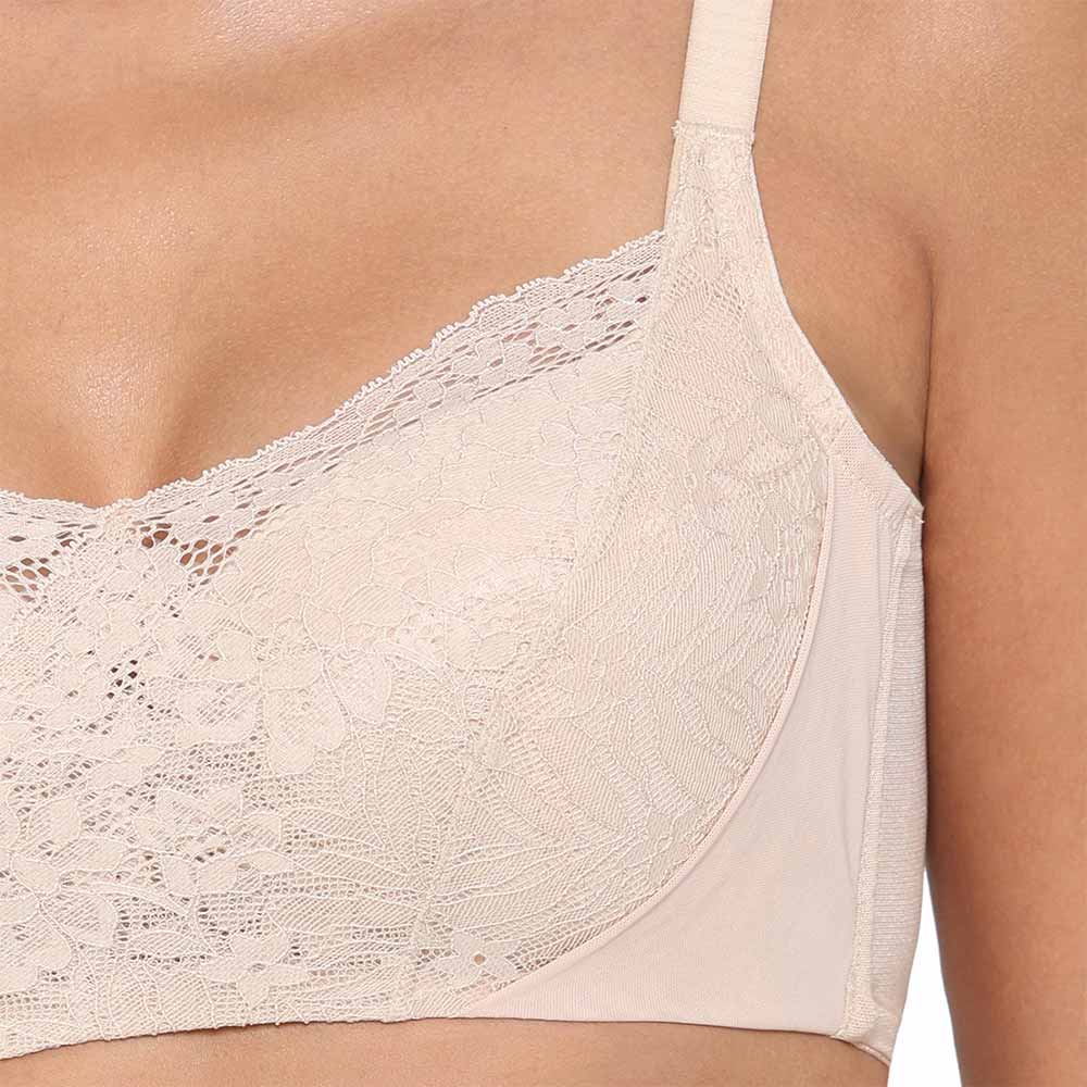 Moselle Padded Wired Full Cup Bridal Wear Full coverage Lace Bra - Beige