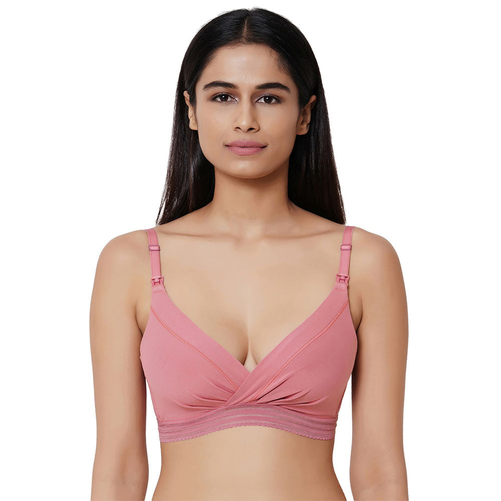 La Vigne Padded Non-Wired 3/4th Cup Medium coverage Maternity Bra - Pink