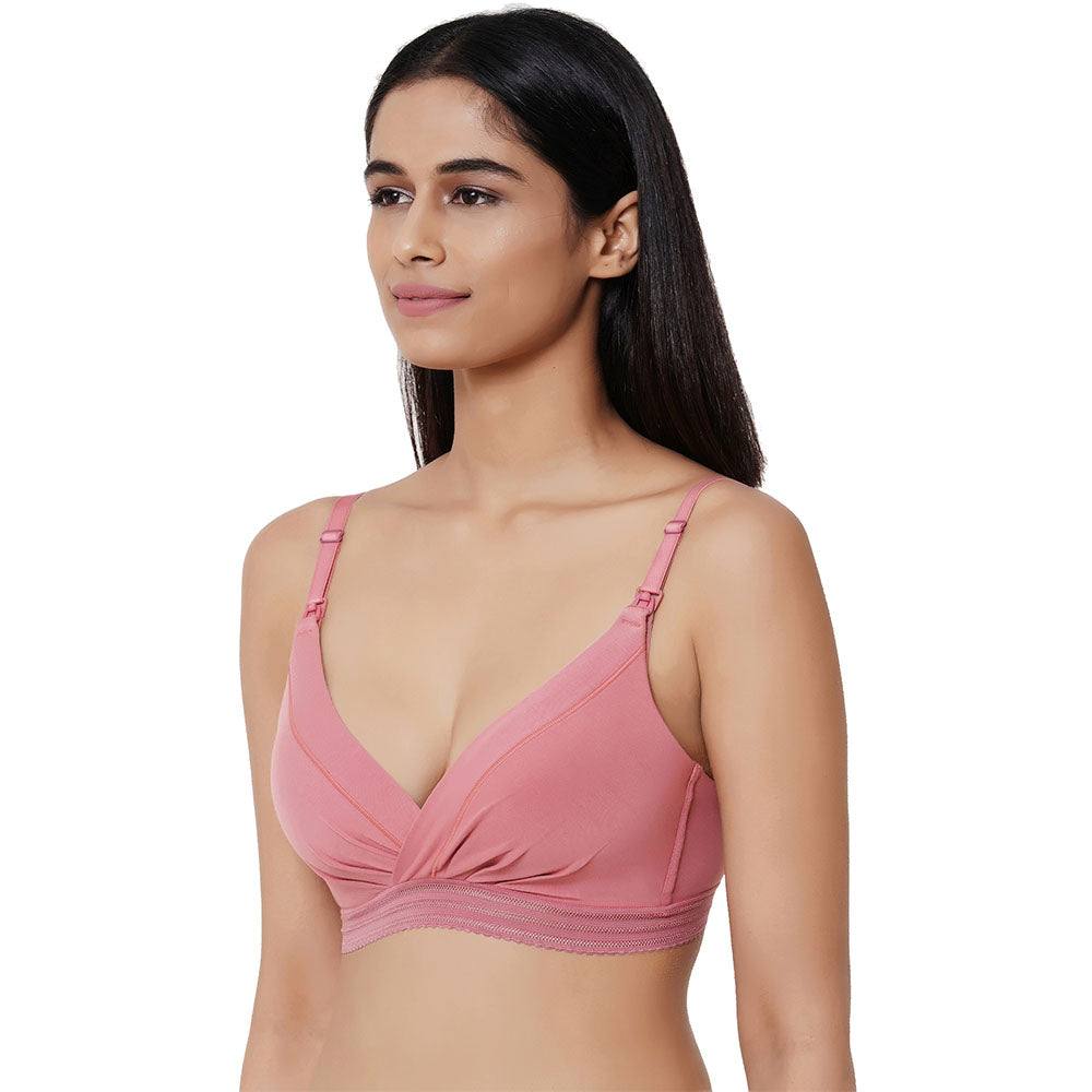 La Vigne Padded Non-Wired 3/4th Cup Medium coverage Maternity Bra - Pink