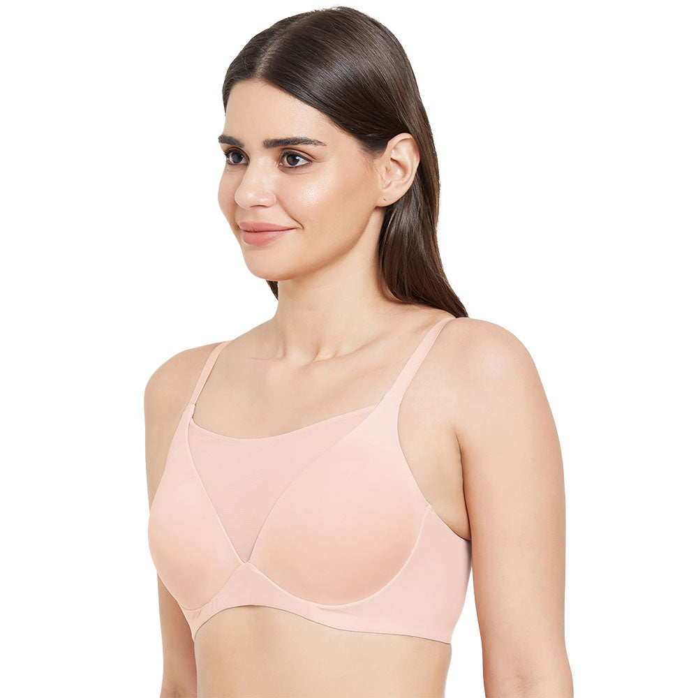 Lively Padded Non-Wired Full Cup Everyday Wear Full coverage T-Shirt Bra - Beige