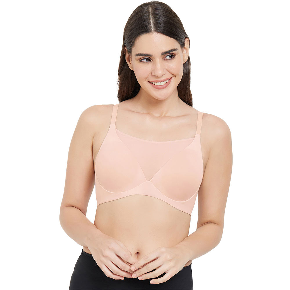 Lively Padded Non-Wired Full Cup Everyday Wear Full coverage T-Shirt Bra - Beige