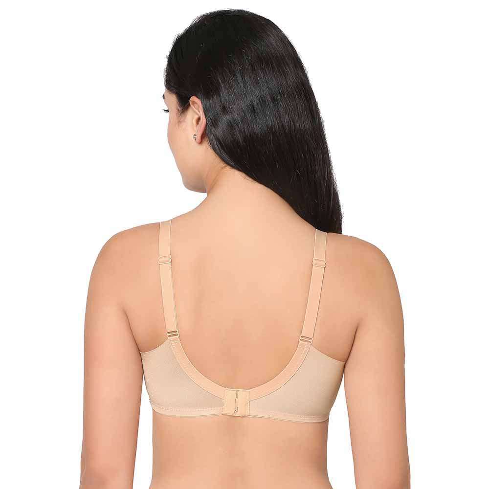 Contour Padded Wired 3/4th Cup Full Coverage Mesh Fashion Bra - Beige