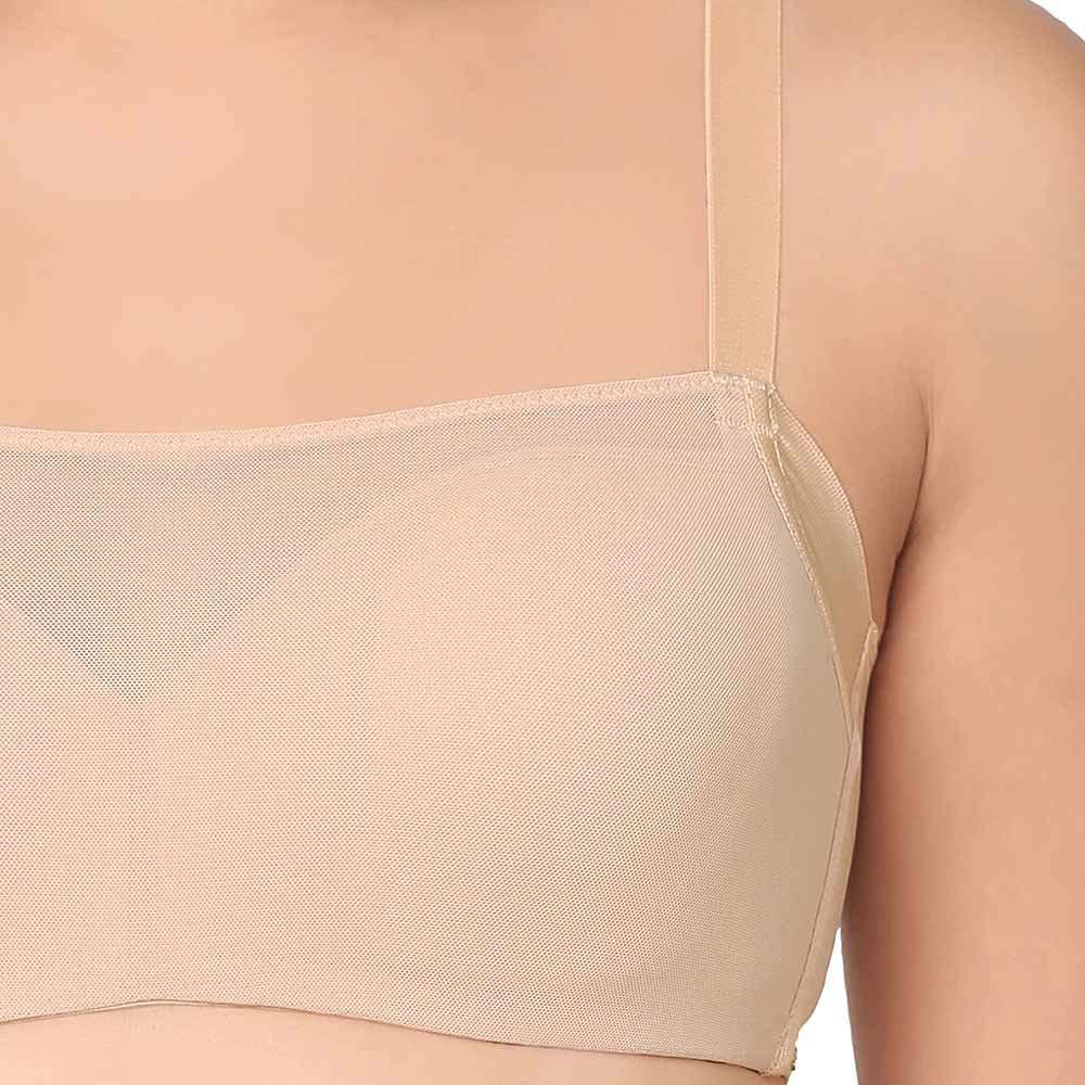 Contour Padded Wired 3/4th Cup Full Coverage Mesh Fashion Bra - Beige