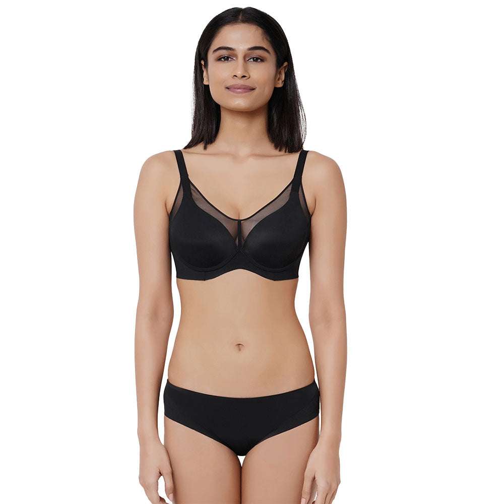 Franca Padded Non-wired Full Cup Everyday Wear Full coverage T-Shirt Bra - Black