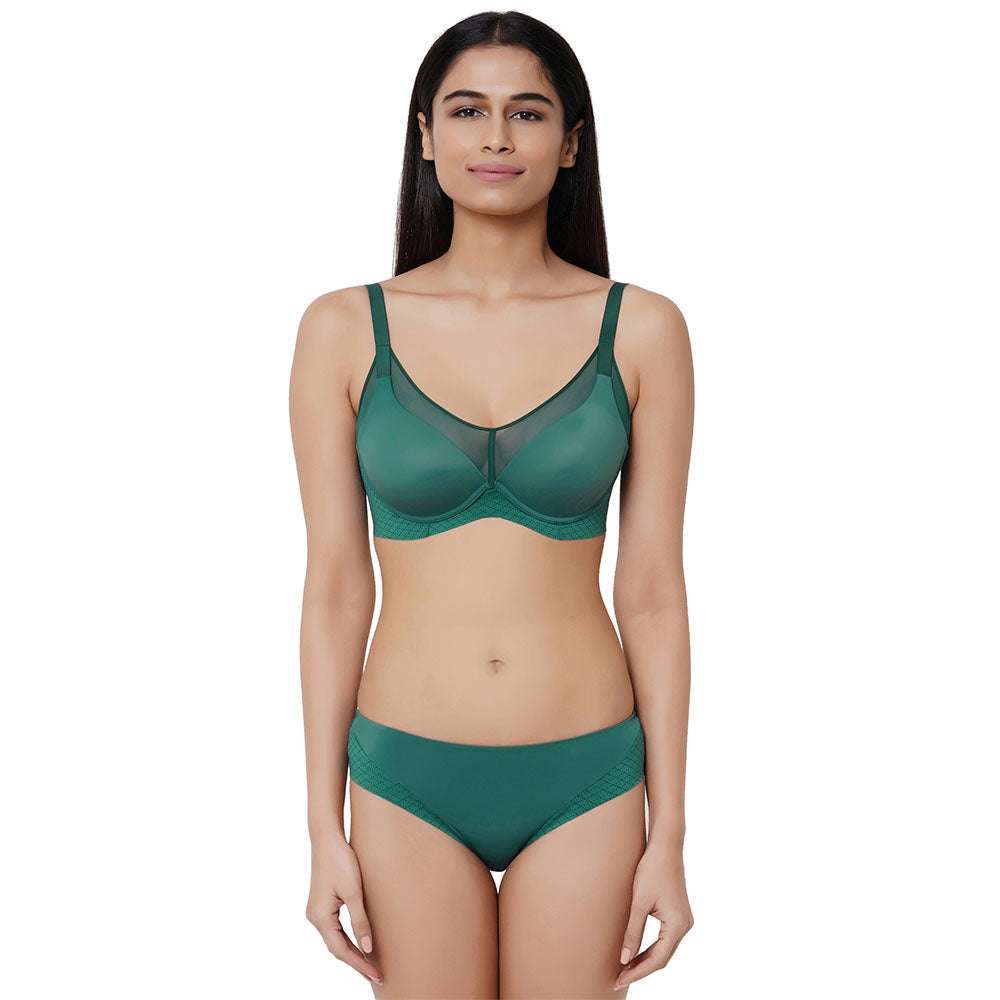 Franca Padded Non-wired Full Cup Everyday Wear Full coverage T-Shirt Bra - Green