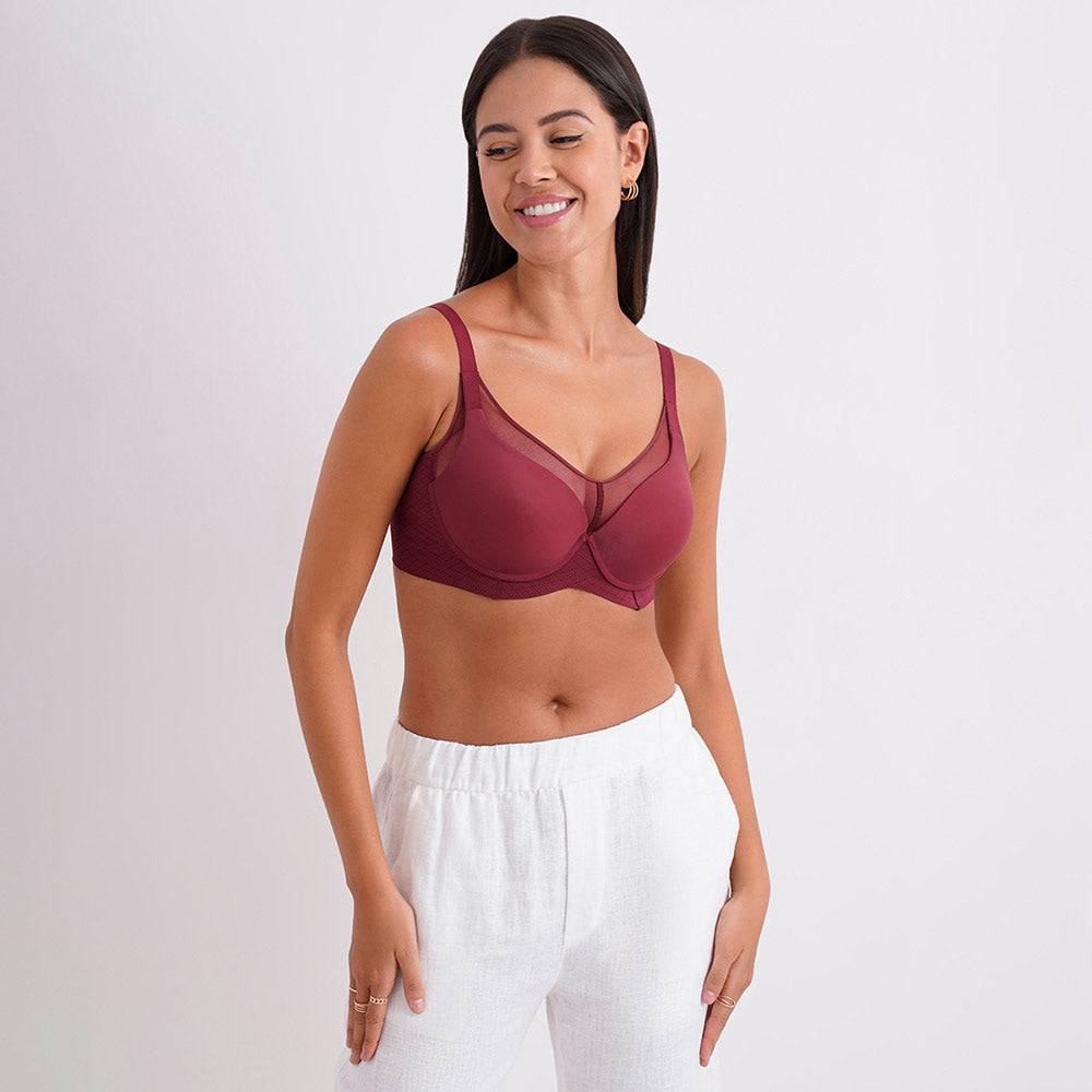 Franca Padded Non-wired Full Cup Everyday Wear Full coverage T-Shirt Bra - Maroon