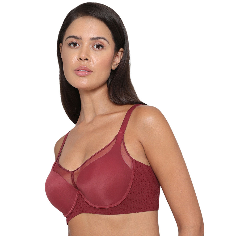 Franca Padded Non-wired Full Cup Everyday Wear Full coverage T-Shirt Bra - Maroon