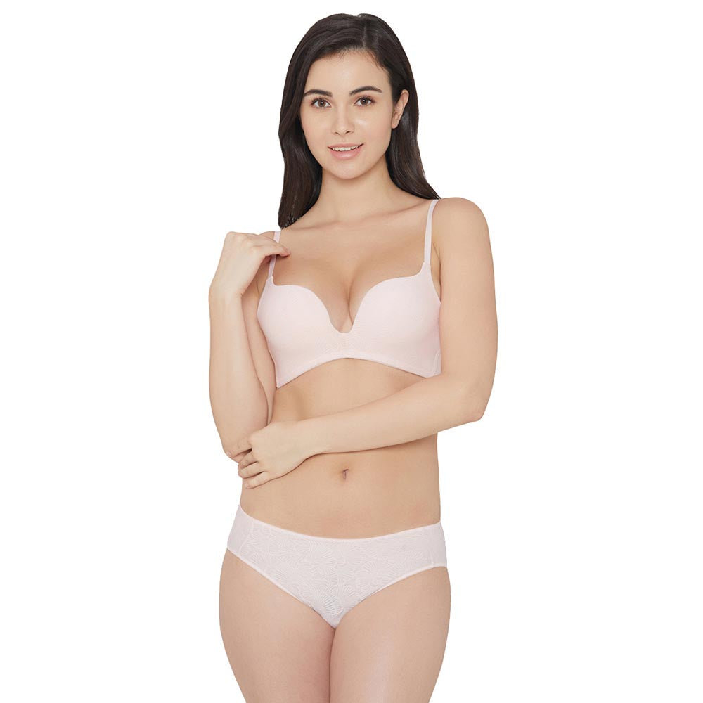 Ecozen Padded Non-wired 3/4th Cup Everyday Wear Push-up Bra - Light Pink
