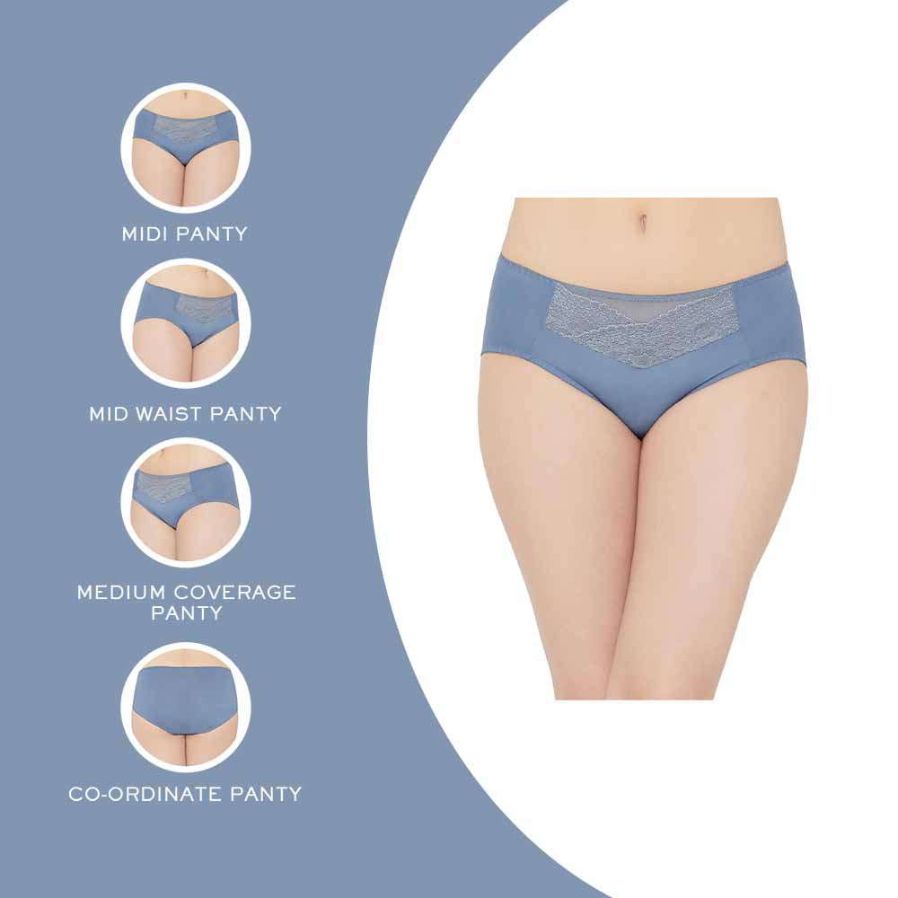 Moselle Mid Waist Medium Coverage Everyday Wear Midi Panty - Blue
