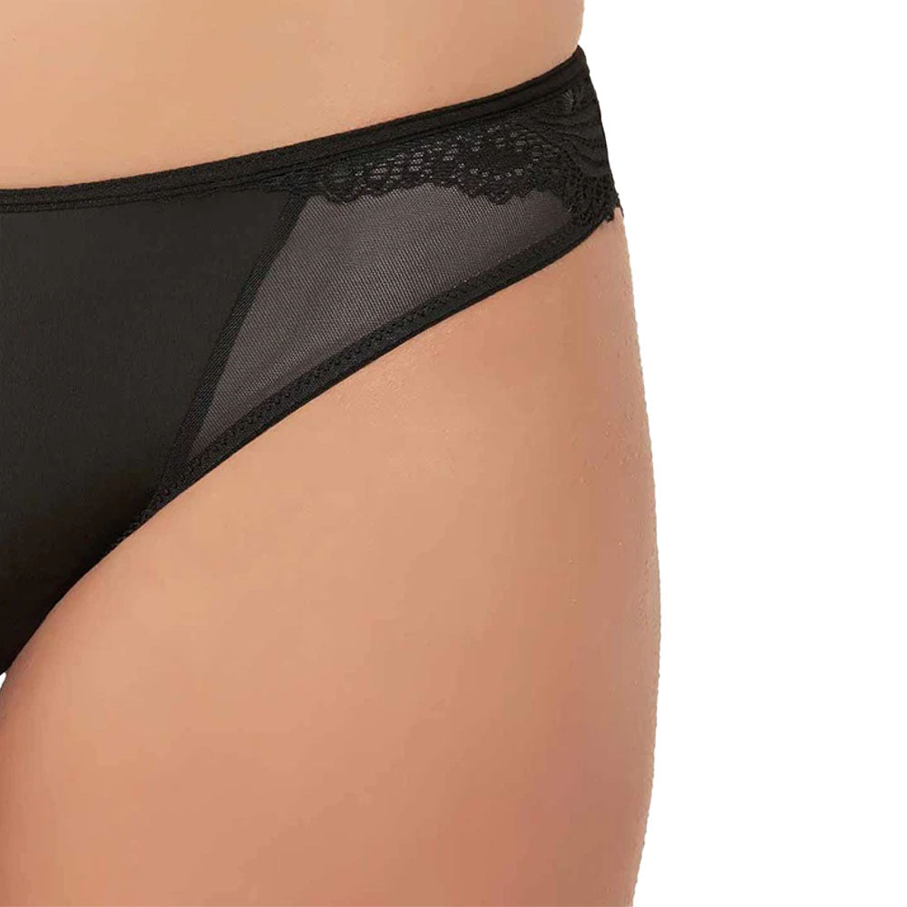 Zephyr Low Waist Medium Coverage Bridal Wear  Bikini Panty - Black