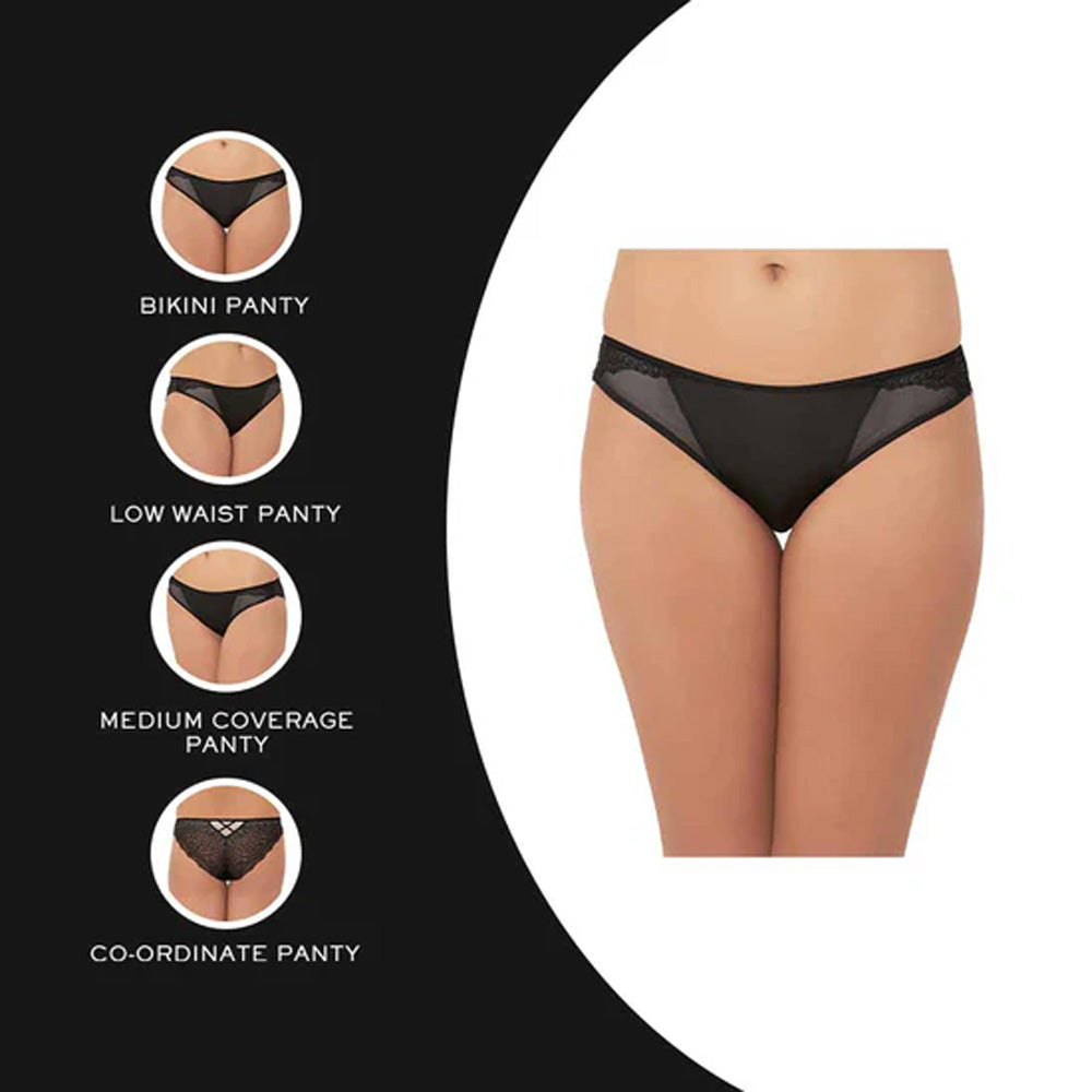 Zephyr Low Waist Medium Coverage Bridal Wear  Bikini Panty - Black