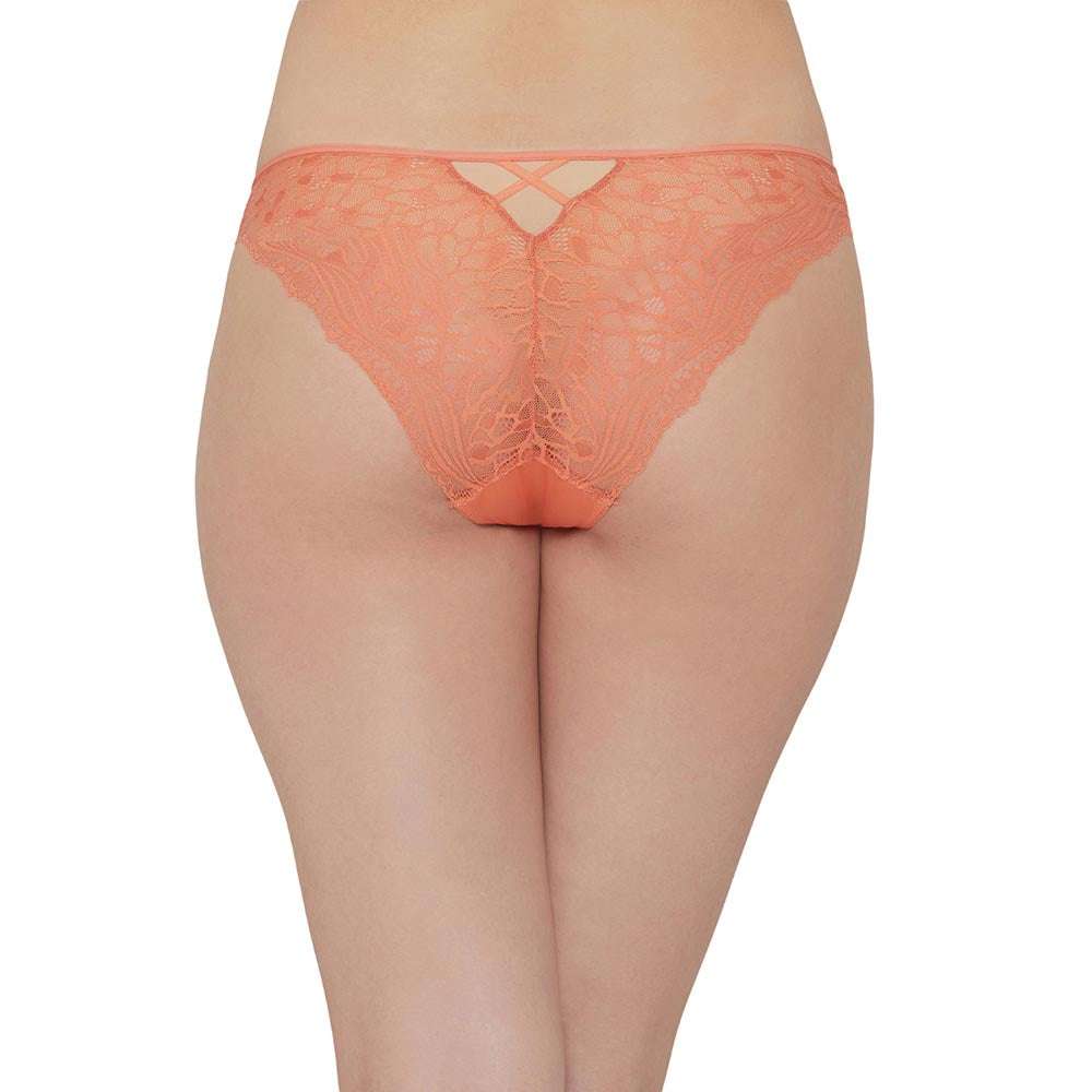 Zephyr Low Waist Medium Coverage Bridal Wear Bikini Panty - Coral