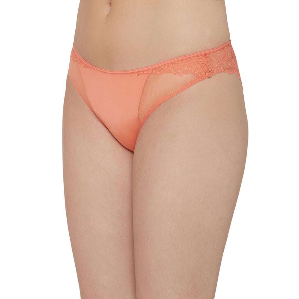 Zephyr Low Waist Medium Coverage Bridal Wear Bikini Panty - Coral