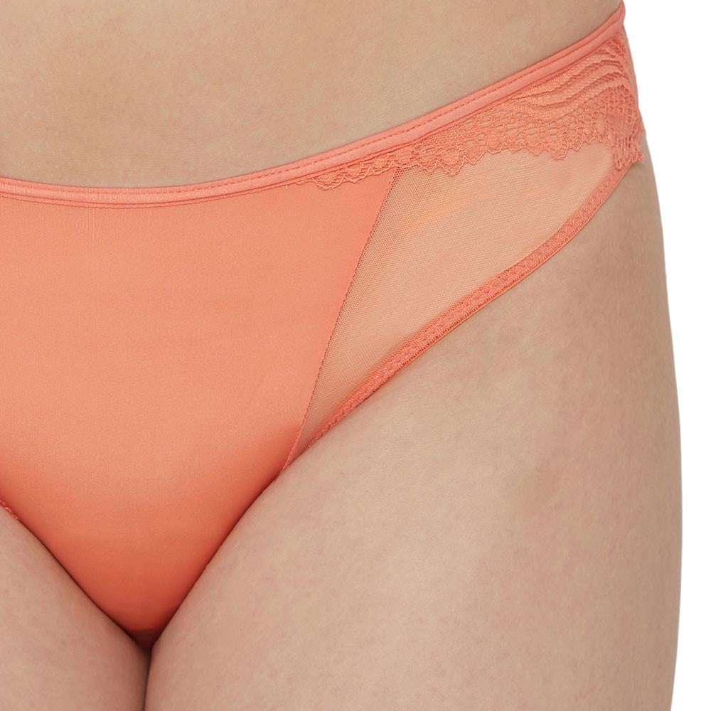 Zephyr Low Waist Medium Coverage Bridal Wear Bikini Panty - Coral
