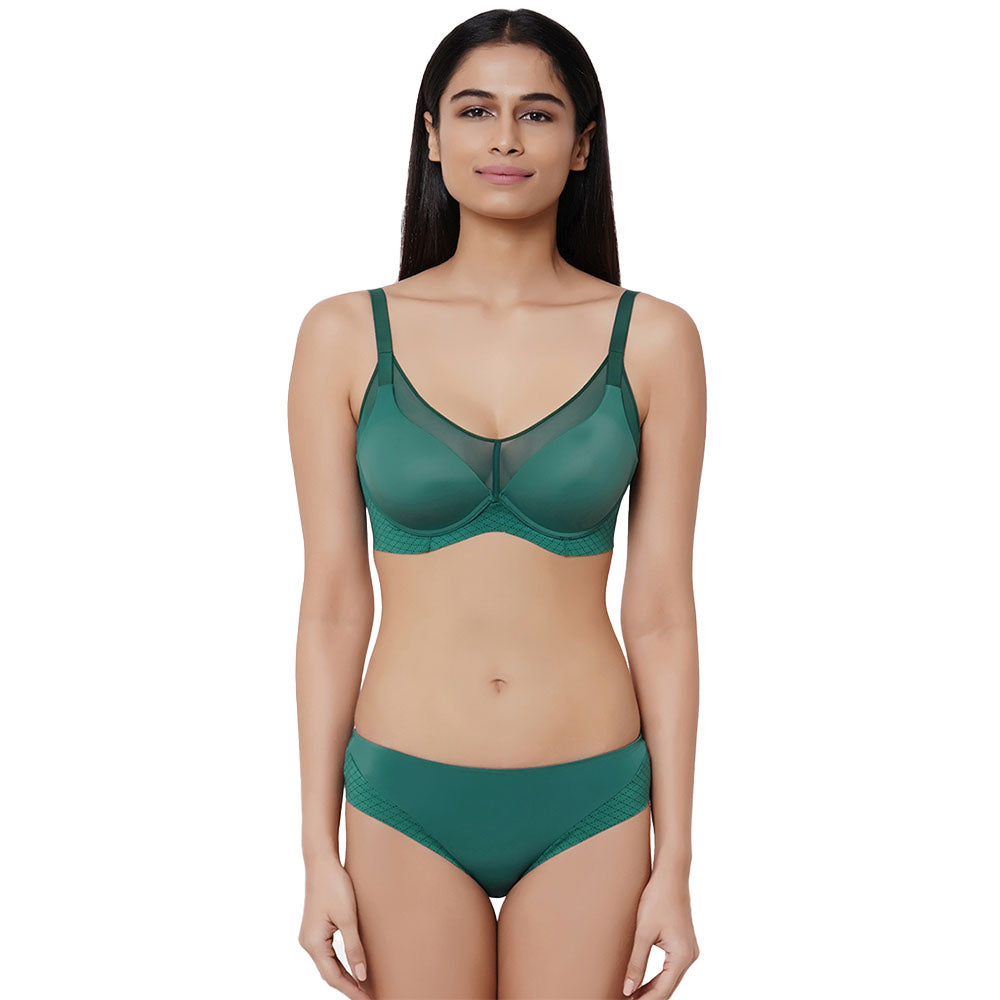 Franca  Mid Waist Medium Coverage Everyday Wear Seamless Bikini Panty - Green