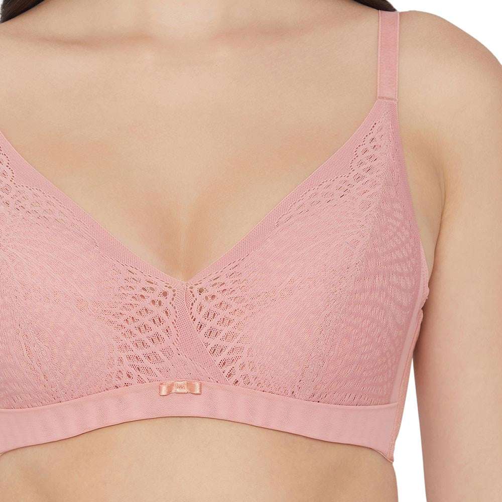 Forma Padded Wired  3/4th Cup Everyday Wear Medium coverage Lace Bra - Pink
