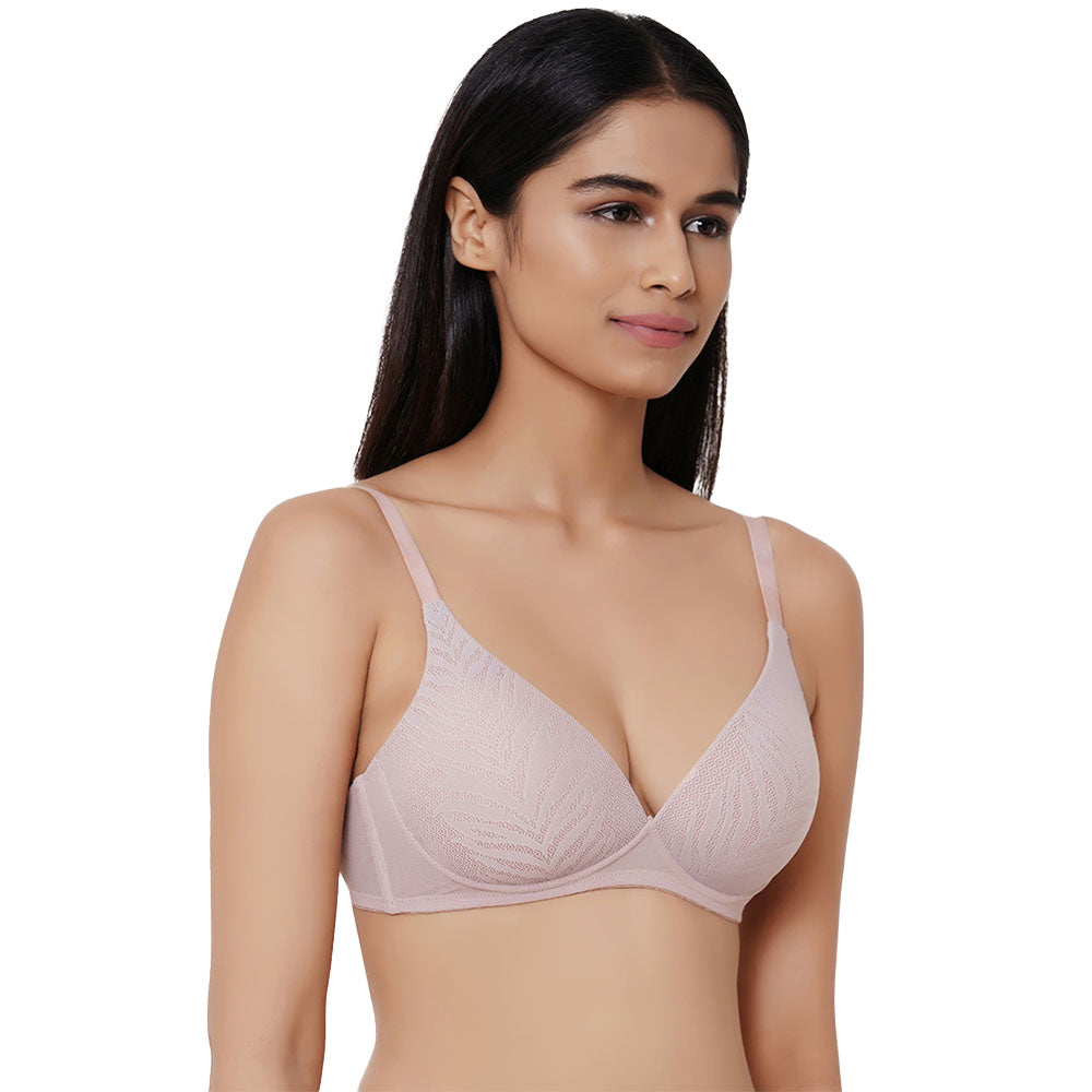 Mysa Padded Non-Wired 3/4th Cup Everyday Wear Medium coverage T-Shirt Bra - Beige
