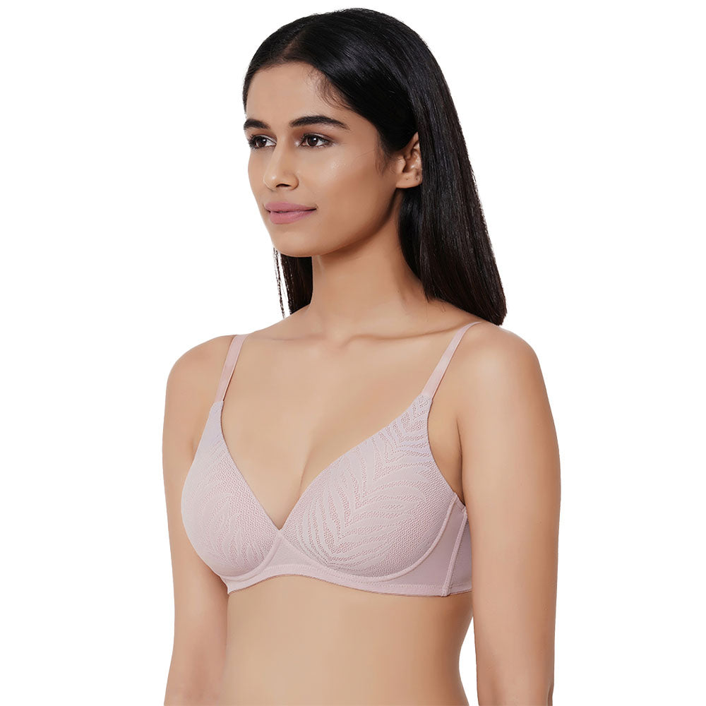 Mysa Padded Non-Wired 3/4th Cup Everyday Wear Medium coverage T-Shirt Bra - Beige