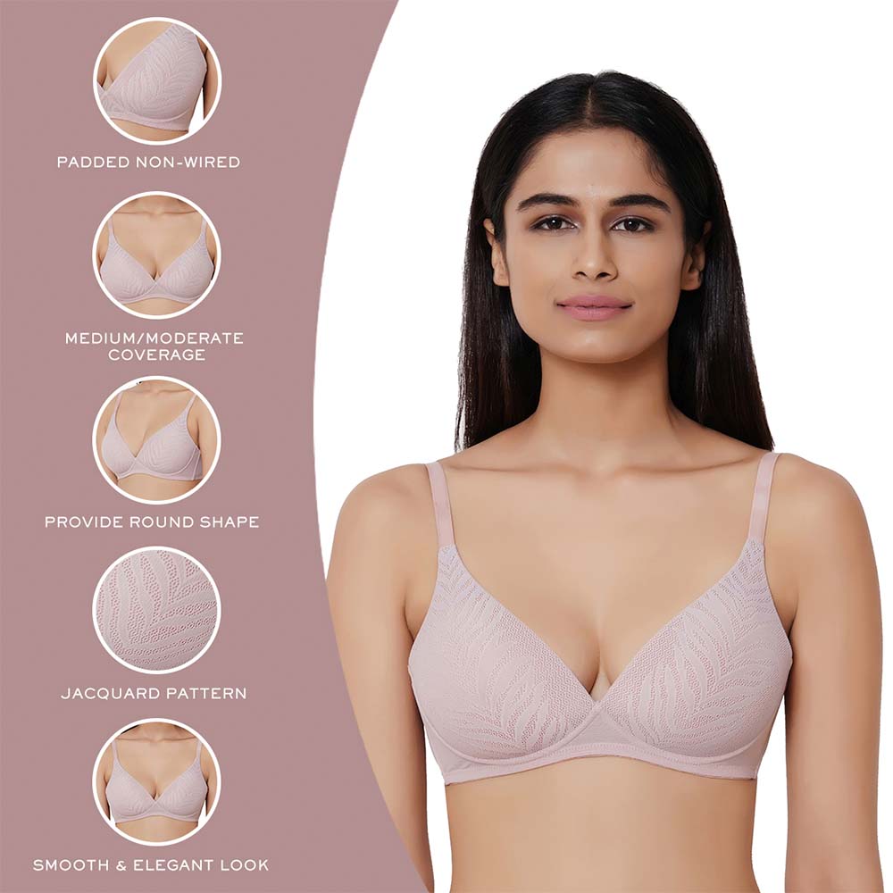 Mysa Padded Non-Wired 3/4th Cup Everyday Wear Medium coverage T-Shirt Bra - Beige