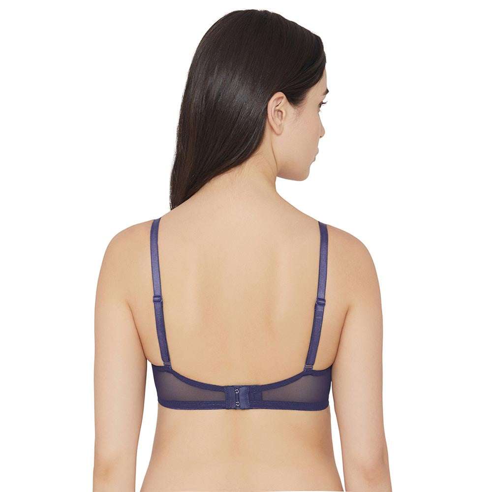 Mysa Padded Non-Wired 3/4th Cup Everyday Wear Medium coverage T-Shirt Bra - Navy Blue