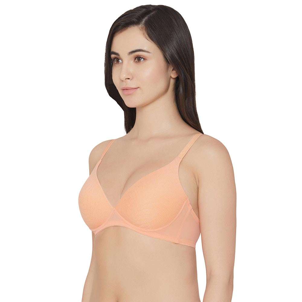 Mysa Padded Non-Wired 3/4th Cup Everyday Wear Medium coverage T-Shirt Bra - Orange