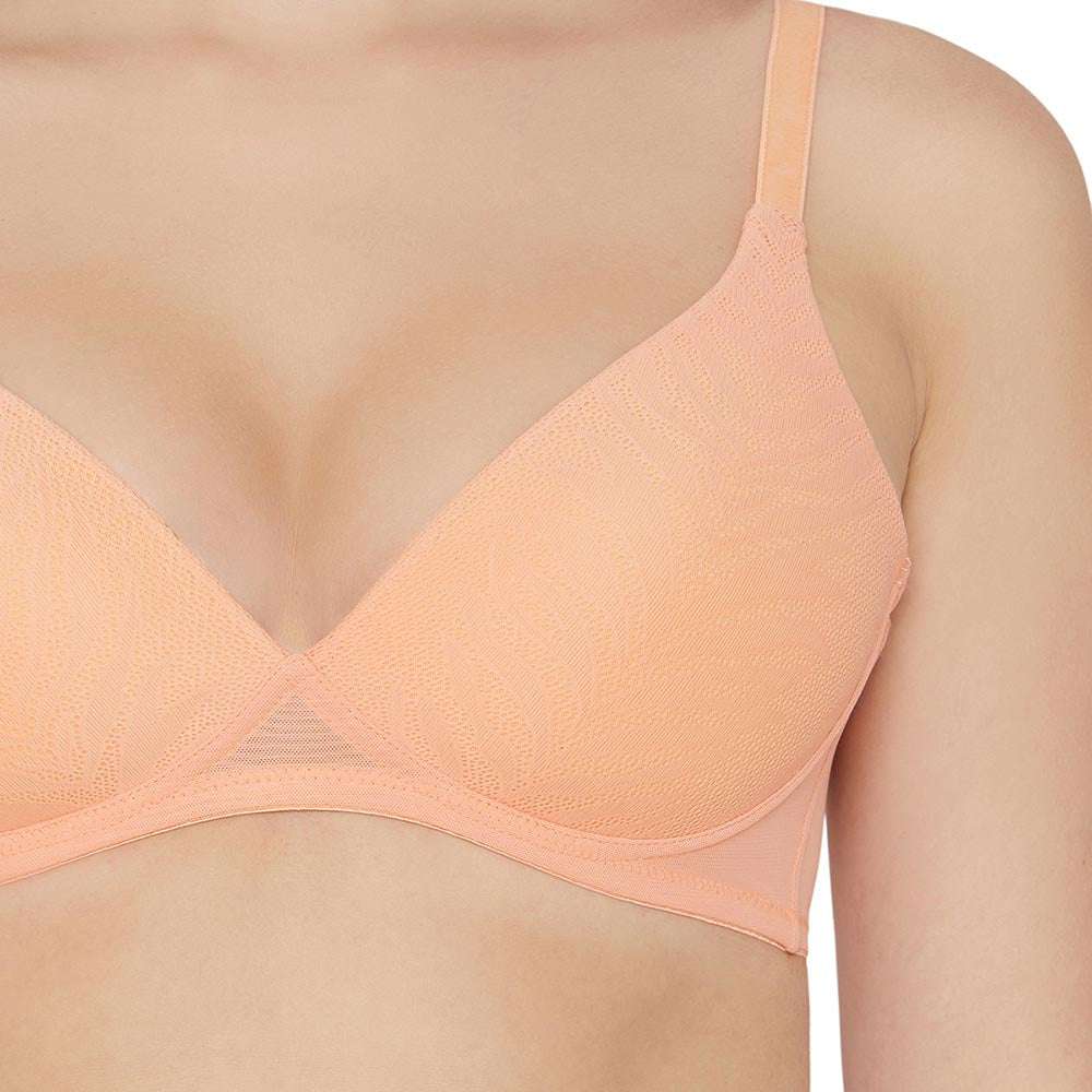 Mysa Padded Non-Wired 3/4th Cup Everyday Wear Medium coverage T-Shirt Bra - Orange