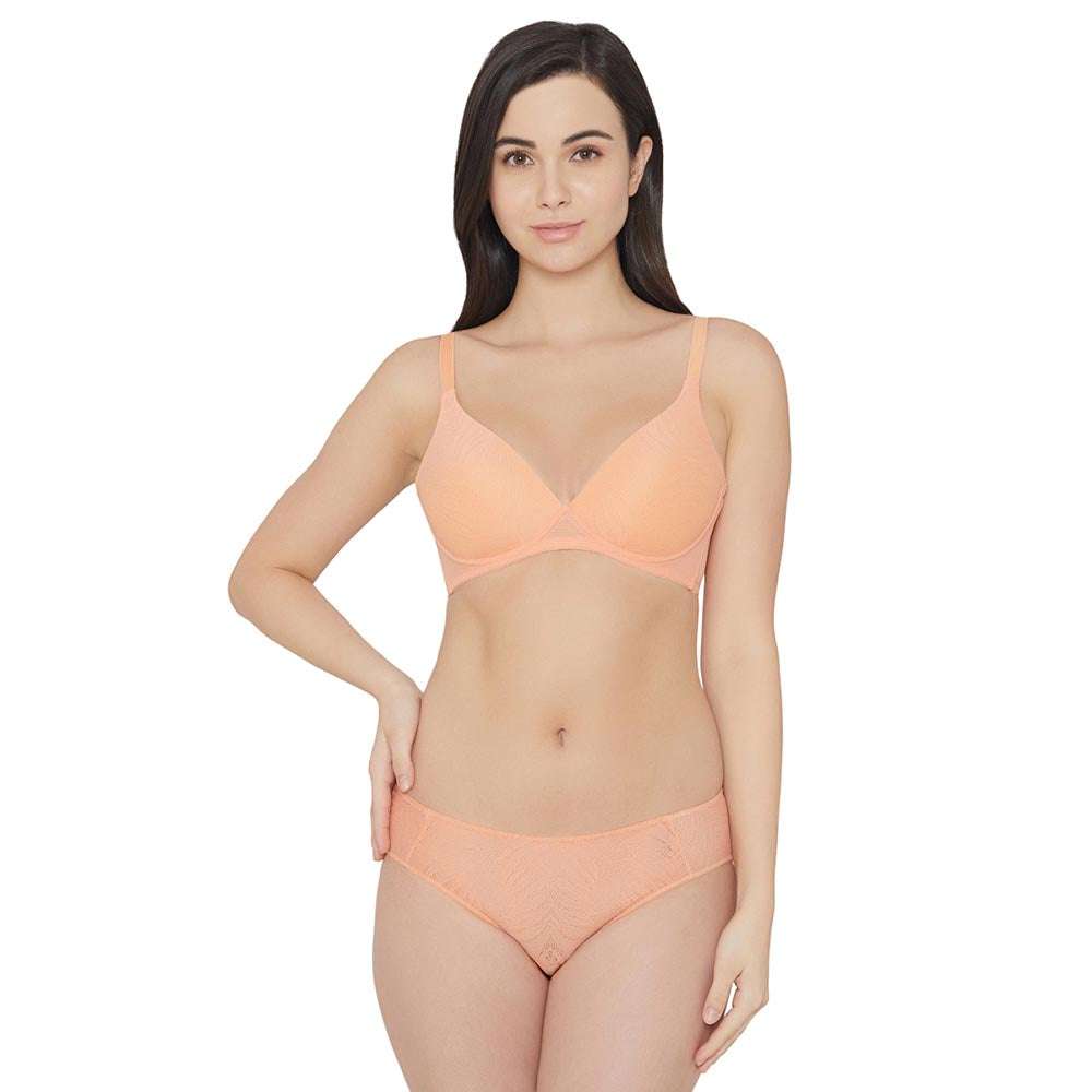 Mysa Padded Non-Wired 3/4th Cup Everyday Wear Medium coverage T-Shirt Bra - Orange