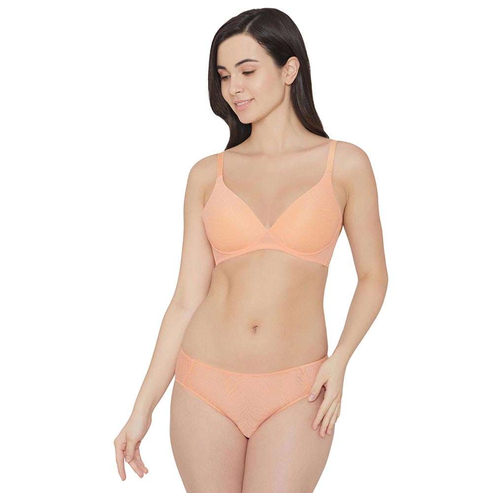 Mysa Padded Non-Wired 3/4th Cup Everyday Wear Medium coverage T-Shirt Bra - Orange